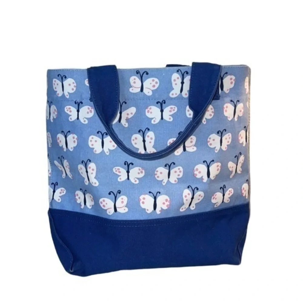 NOT FOR SALE Pottery Barn Kids Blue Butterfly Print‎ Cotton Canvas Tote Bag